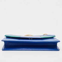 Pre Owned Saint Laurent Blue/Green Leather Betty Clutch