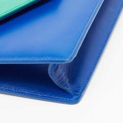Pre Owned Saint Laurent Blue/Green Leather Betty Clutch