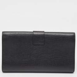 Pre Owned Saint Laurent Black Leather Y-Ligne Clutch