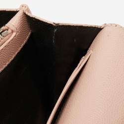 Saint Laurent Light Pink Matelassé Leather Cassandre Wallet on Chain