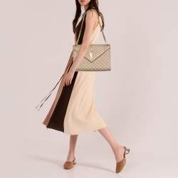 Saint Laurent Beige Mixed Quilted Leather Large Monogram Envelope Shoulder Bag
