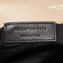 Saint Laurent Beige Mixed Quilted Leather Large Monogram Envelope Shoulder Bag