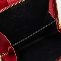 Saint Laurent Red Leather Y line Zip Compact Wallet