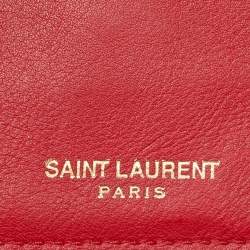 Saint Laurent Red Leather Y line Zip Compact Wallet