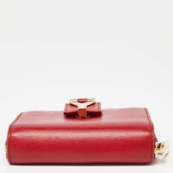 Saint Laurent Red Leather Y line Zip Compact Wallet