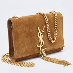 Saint Laurent Brown Suede Small Kate Tassel Crossbody Bag