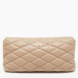 Saint Laurent Beige Puffer Leather Sade Envelope Clutch