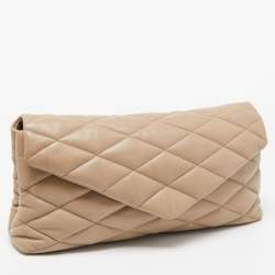 Saint Laurent Beige Puffer Leather Sade Envelope Clutch