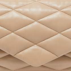 Saint Laurent Beige Puffer Leather Sade Envelope Clutch