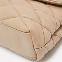 Saint Laurent Beige Puffer Leather Sade Envelope Clutch