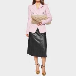 Saint Laurent Beige Puffer Leather Sade Envelope Clutch