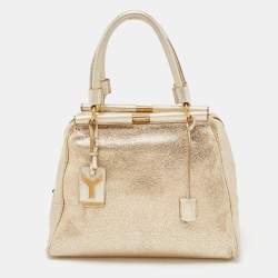 Saint Laurent Gold Textured Leather Medium Majorelle Bag