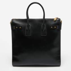 Pre Owned Saint Laurent Black Leather Sac De Jour North South Tote