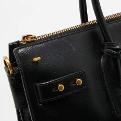 Pre Owned Saint Laurent Black Leather Sac De Jour North South Tote