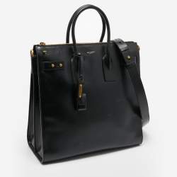 Pre Owned Saint Laurent Black Leather Sac De Jour North South Tote