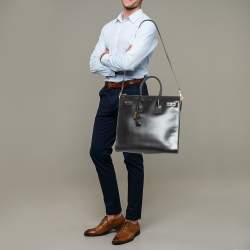 Pre Owned Saint Laurent Black Leather Sac De Jour North South Tote