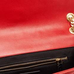 Saint Laurent Red Matelassé Leather Large Monogram Envelope Shoulder Bag