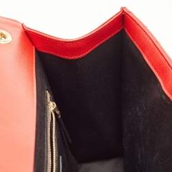Saint Laurent Red Matelassé Leather Large Monogram Envelope Shoulder Bag