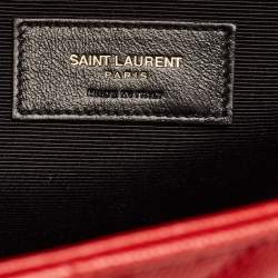 Saint Laurent Red Matelassé Leather Large Monogram Envelope Shoulder Bag