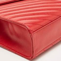 Saint Laurent Red Matelassé Leather Large Monogram Envelope Shoulder Bag