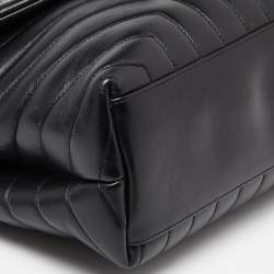 Pre Owned Saint Laurent Black Matelassé Leather Medium LouLou Shoulder Bag