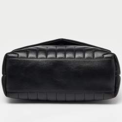 Pre Owned Saint Laurent Black Matelassé Leather Medium LouLou Shoulder Bag