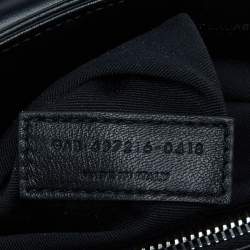 Pre Owned Saint Laurent Black Matelassé Leather Medium LouLou Shoulder Bag