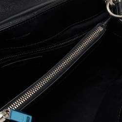 Pre Owned Saint Laurent Black Matelassé Leather Medium LouLou Shoulder Bag