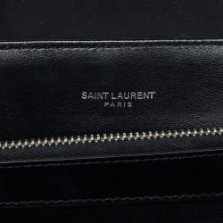 Pre Owned Saint Laurent Black Matelassé Leather Medium LouLou Shoulder Bag