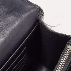 Pre Owned Saint Laurent Navy Blue Croc Embossed Leather Mini Sunset Chain Bag