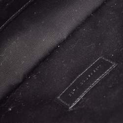 Pre Owned Saint Laurent Off White/Black Canvas and Leather Rive Gauche Zip Clutch