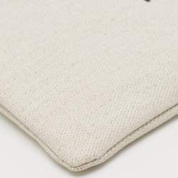 Pre Owned Saint Laurent Off White/Black Canvas and Leather Rive Gauche Zip Clutch