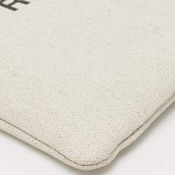 Pre Owned Saint Laurent Off White/Black Canvas and Leather Rive Gauche Zip Clutch