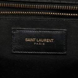 Pre Owned Saint Laurent Black Matelasse Leather Large Monogram Envelope Shoulder Bag