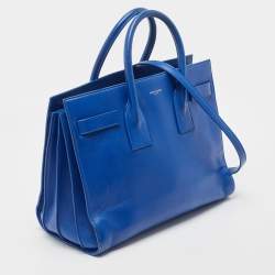 Saint Laurent Blue Leather Small Classic Sac De Jour Tote