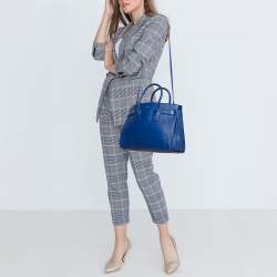 Saint Laurent Blue Leather Small Classic Sac De Jour Tote