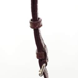 Pre Owned Saint Laurent Burgundy Croc Embossed Leather Nano Classic Sac De Jour Tote