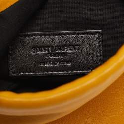 Saint Laurent Yellow Leather Phone Holder Crossbody Bag