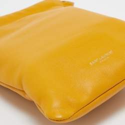 Saint Laurent Yellow Leather Phone Holder Crossbody Bag