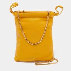 Saint Laurent Yellow Leather Phone Holder Crossbody Bag