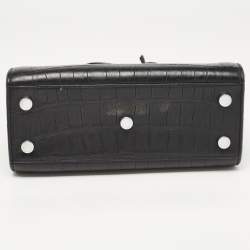 Pre Owned Saint Laurent Black Croc Embossed Leather Nano Classic Sac De Jour Tote