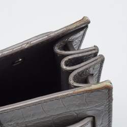 مملوكة مسبقًا Saint Laurent Grey Croc Embossed Leather Nano Classic Sac De Jour Tote