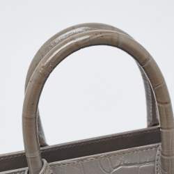 مملوكة مسبقًا Saint Laurent Grey Croc Embossed Leather Nano Classic Sac De Jour Tote