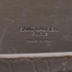 مملوكة مسبقًا Saint Laurent Grey Croc Embossed Leather Nano Classic Sac De Jour Tote