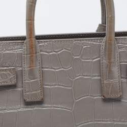مملوكة مسبقًا Saint Laurent Grey Croc Embossed Leather Nano Classic Sac De Jour Tote