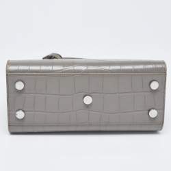 مملوكة مسبقًا Saint Laurent Grey Croc Embossed Leather Nano Classic Sac De Jour Tote