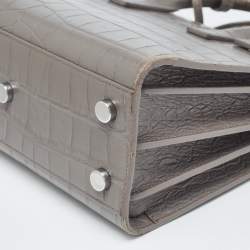 مملوكة مسبقًا Saint Laurent Grey Croc Embossed Leather Nano Classic Sac De Jour Tote