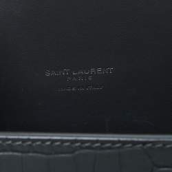 Pre Owned Saint Laurent Grey Croc Embossed Leather Baby Classic Sac De Jour Tote
