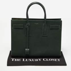 Pre Owned Saint Laurent Green Leather Medium Classic Sac De Jour Tote