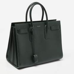 Pre Owned Saint Laurent Green Leather Medium Classic Sac De Jour Tote